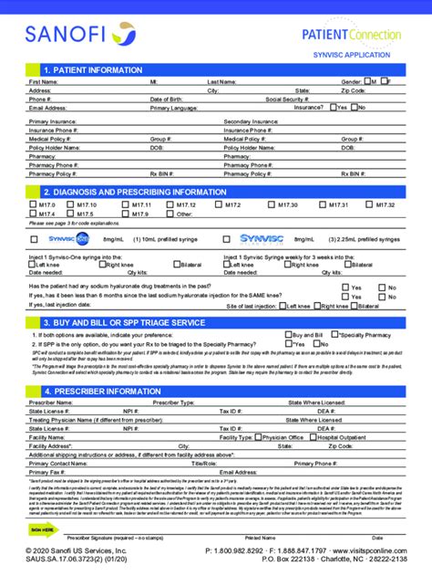 Fillable Online Updated Sanofi Patient Connection Application Erc