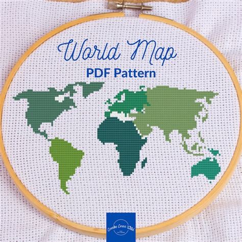 World Map Cross Stitch Pattern Etsy