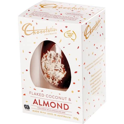 Chocolatier Flaked Coconut Almond Gourmet Chocolate Easter Egg Dinkum