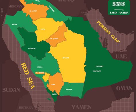 Map Of Saudi Arabia With Surrounding Borders Freevectors