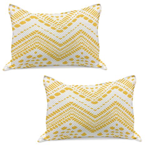 Yellow Chevron Knitted Quilt Pillowcover Set Of Hand Drawn Aztec