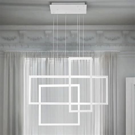 Lampadario Moderno Perenz Cross B Ct Led In Metallo Bianco Nero