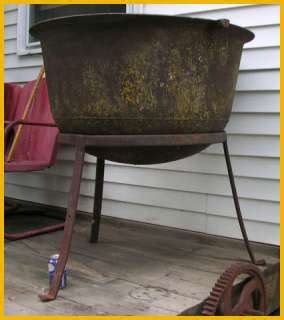 Large Antique Cast Iron Cauldron Kettle Tripod