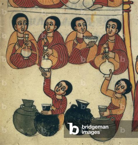 Image Of Drinking Scene From The The Miracles Of The Blessed Virgin By Ethiopian School 17th