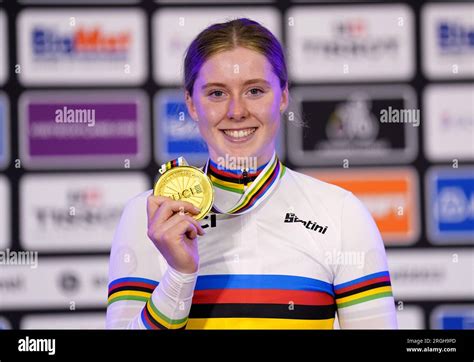 Great Britains Emma Finucane With Her Gold Medal For The Women Elite