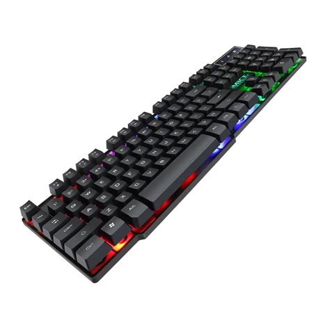 Gaming Keyboard RGB LED Light Backlit Gamer USB Wired Silent Keyboard ...