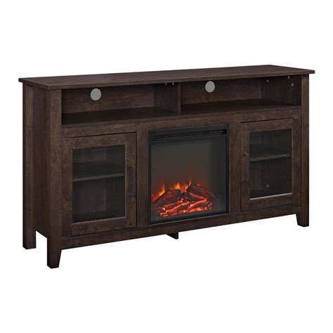 Walker Edison Highboy Traditional Brown Fireplace Tv Stand At