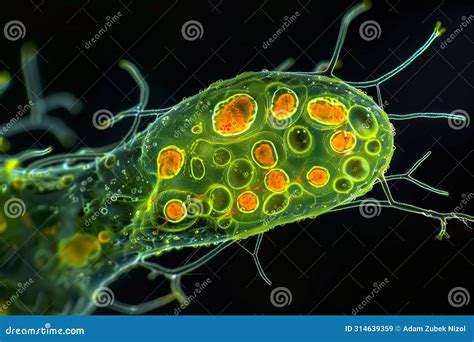 Detailed Microscopic View of a Green Algae Stock Illustration ...