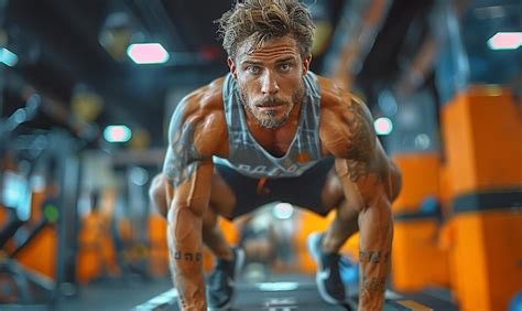 Premium Photo A Man Doing Push Ups In A Gym With The Words Quot On