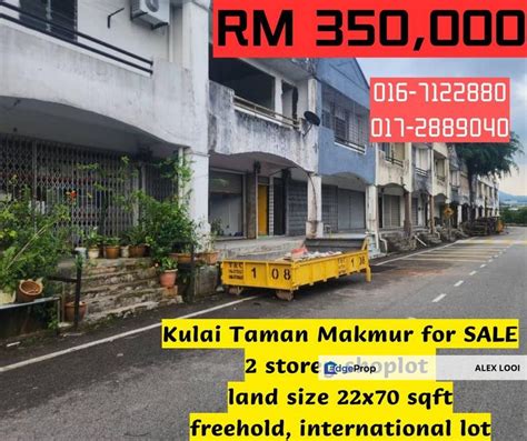 Kulai Taman Makmur Jalan Taman Makmur 2 Storey Shop Lot For Sale Sri