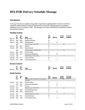 Fillable Online DELFOR Delivery Schedule Message Fax Email Print