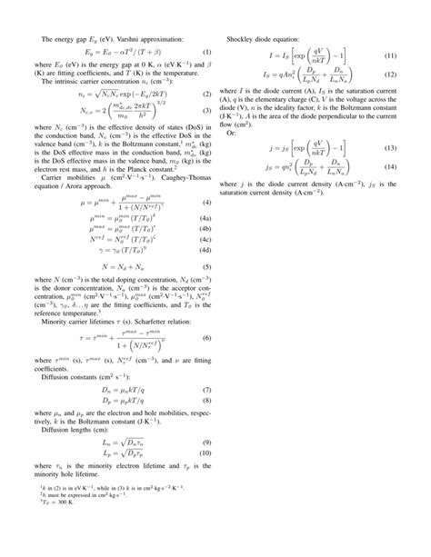 How To Use The Shockley Diode Equation In The Absence Of Experimental