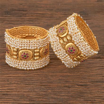 Buy Antique South Indian Bangles With Matte Gold Plating 206339