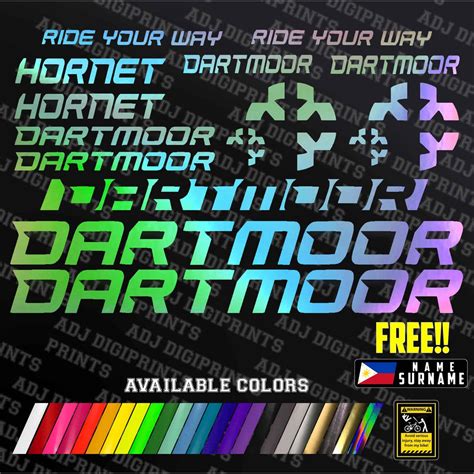 DARTMOOR Bike Frame Set Decals Stickers MTB SPECIAL COLOR VINYL