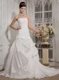 Modern A Line Princess Strapless Chapel Train Taffeta Appliques