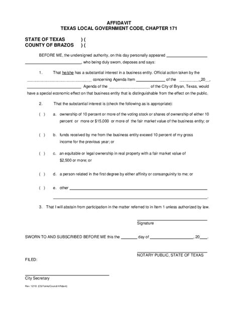 Fillable Online Affidavit Texas Local Government Code Fax Email