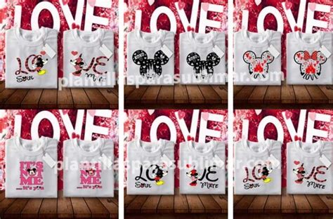 14 diseños Love Mickey Minnie Plantillas Playeras Plantillas para