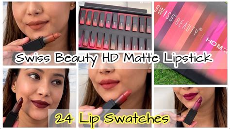 Swiss Beauty Hd Matte Lipsticks Reviewed 24 Shades Swatches Beautiful Lip Shades For Indian