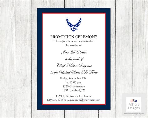 Air Force Promotion Ceremony Invitation Printable Air Force | Etsy