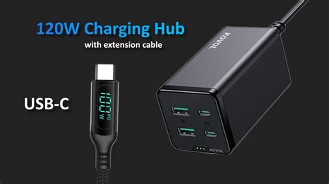 120w PD Charger With 4 Ports And A Long Extension Cable USB C