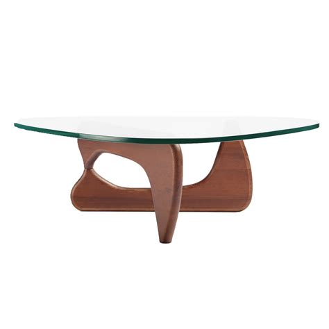 Table Basse Verre Trempé 19mm Style Noguchi Design En Bois Massif Salon