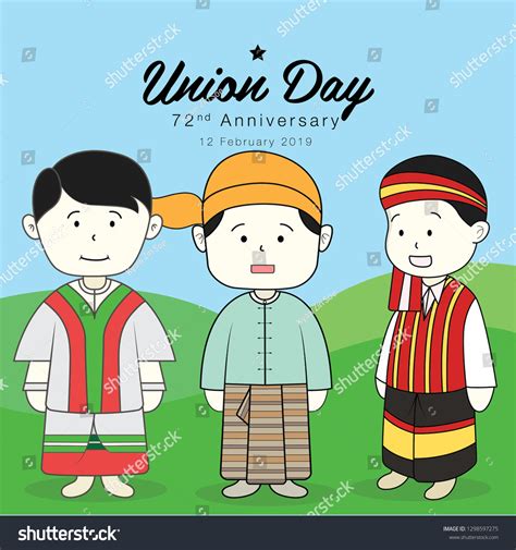 Myanmar Union Day Vector Stock Vector (Royalty Free) 1298597275