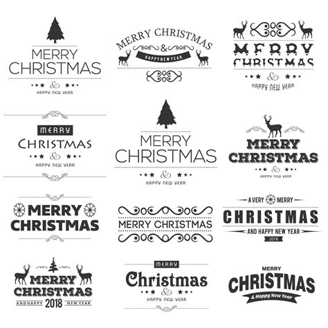 Merry Christmas Typography Set Vector 14161772 Vector Art At Vecteezy