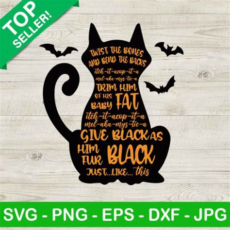 Twist The Bones And Bend The Back Svg Black Cat Svg Halloween Cat Svg