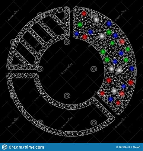 Bright Mesh Network Pie Chart With Flare Spots Stock Illustration