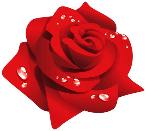 Red Rose With Dew PNG Clipart