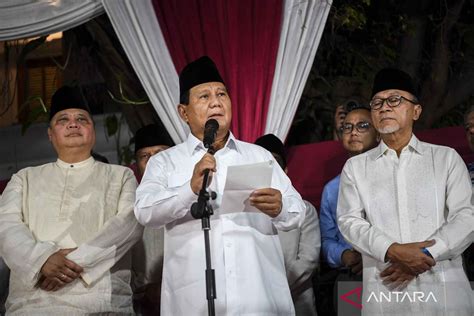 Prabowo sampaikan pidato politik setelah resmi menang Pilpres 2024 - ANTARA News