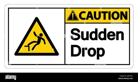 Caution Sudden Drop Symbol Sign On White Background Vector Illustration