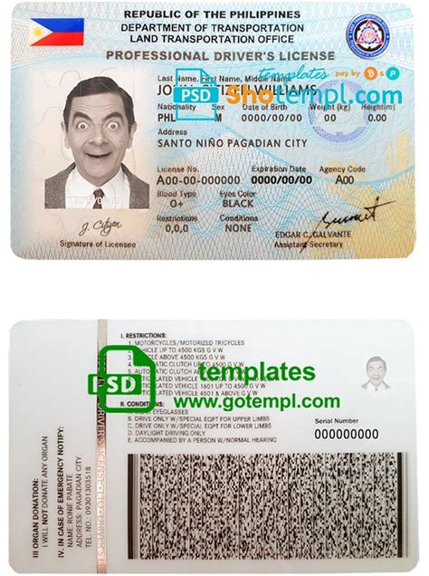 Philippines Driving License Template In Psd Format Drivers License Test