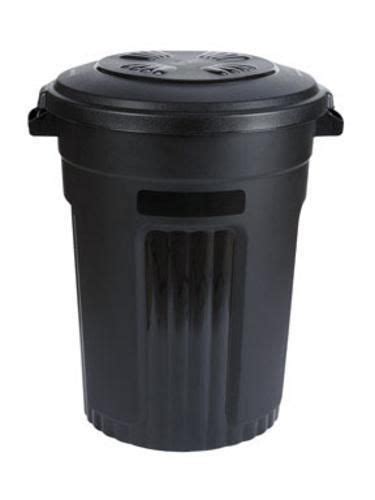 Semco 000351c Injection Molded Trash Can Black 32 Gallon Lawn