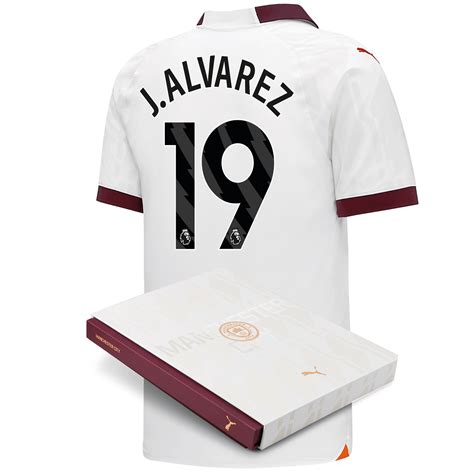 Manchester City Authentic Away Jersey 2023 24 With J Alvarez 19 Printing In T Box Official