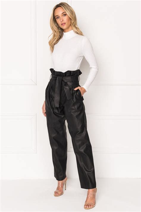 Micah High Waist Leather Paperbag Pants Lamarque Paperbag Pants