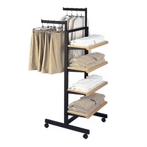 Free Standing Unit Mild Steel Two Side Hanging Stand Rack For Placing