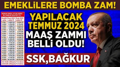 Emeklilere 2024 Temmuz maaş zam oranları belli oldu Emekliye müjde