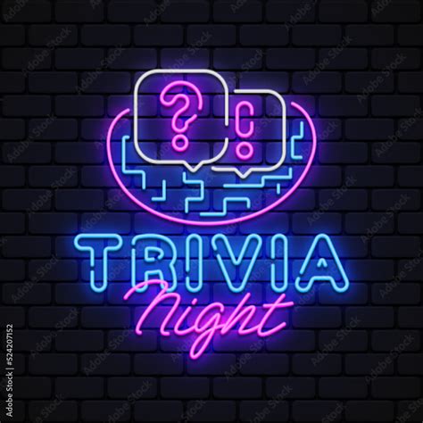 Trivia Night neon sign vector. Quiz Time Design template neon sign ...