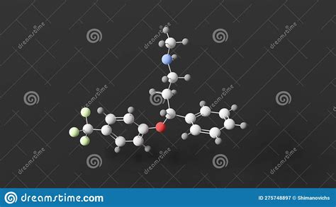 Fluoxetine Molecule. Isolated Molecular Model. 3D Rendering Stock Photo ...