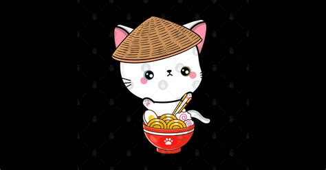 Funny Cat Eating Noodles - Cat Eating Noodles - Sticker | TeePublic