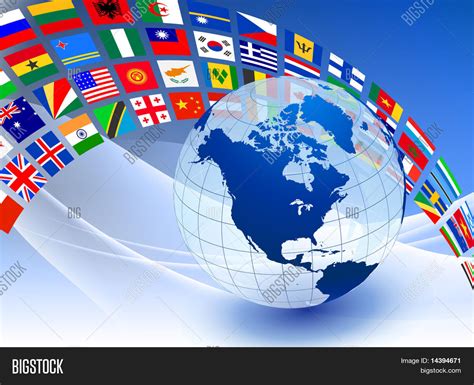 Globe Flag Banner On Vector And Photo Free Trial Bigstock