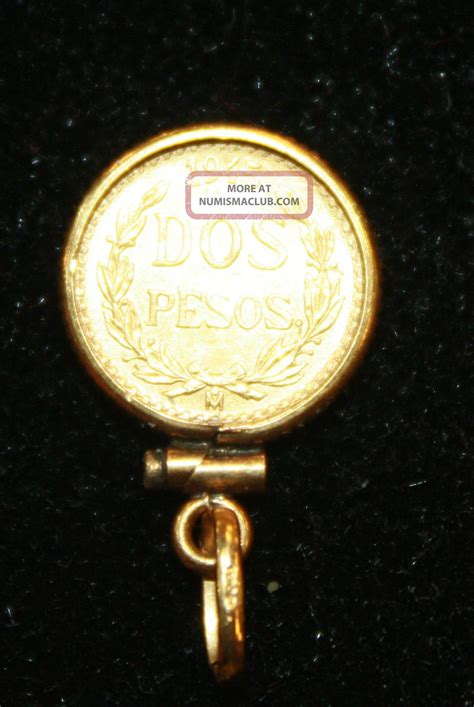 1945 Dos Pesos Gold Coin In 14 Kt Gold Pendant