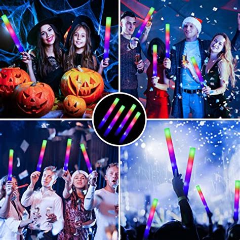 ColorHome Glow Sticks Bulk 24 Pcs LED Foam Sticks Glow Batons With 3