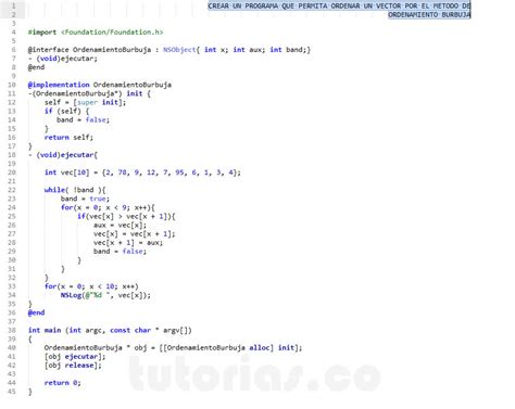 POO Ciclo While Objective C Metodo De Ordenamiento Burbuja