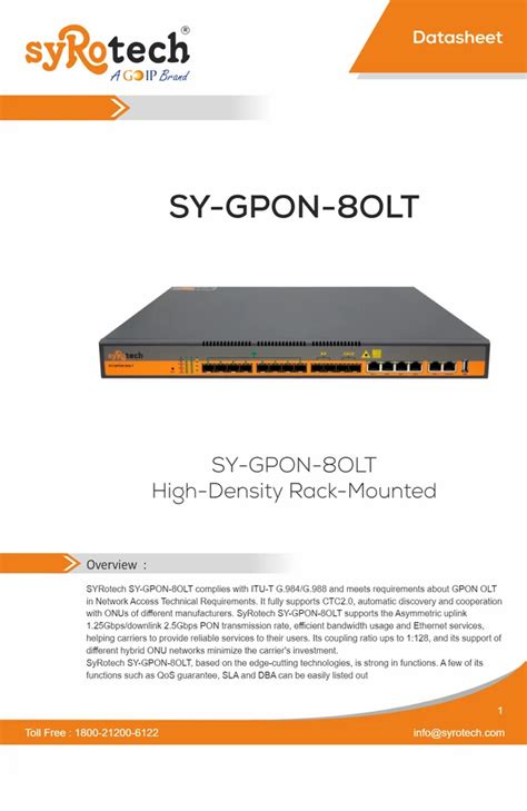 Syrotech Port Gpon Olt At Rs Optical Line Terminal In New