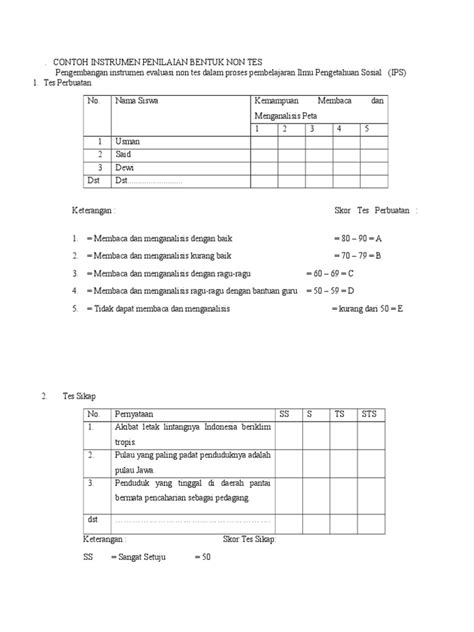 Contoh Instrumen Tes 51 Koleksi Gambar