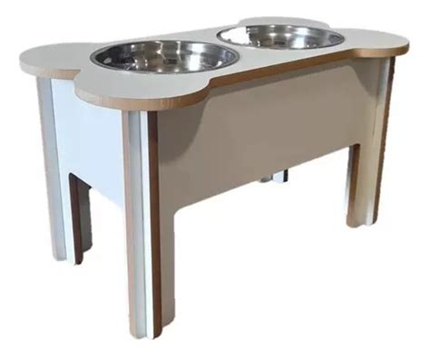 Comedero Bebedero Doble Perros Y Gatos Mundo Cucha De Madera Huesito