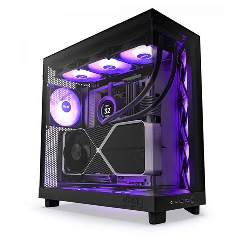 Gabinete Gamer NZXT H6 Flow RGB Mid Tower Vidro Temperado Black ATX