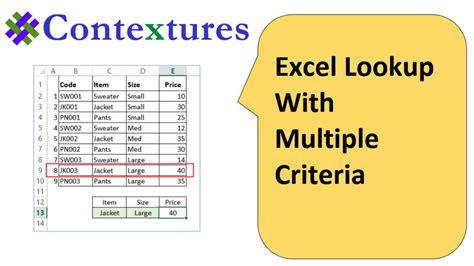 Excel Lookup With Multiple Criteria Youtube